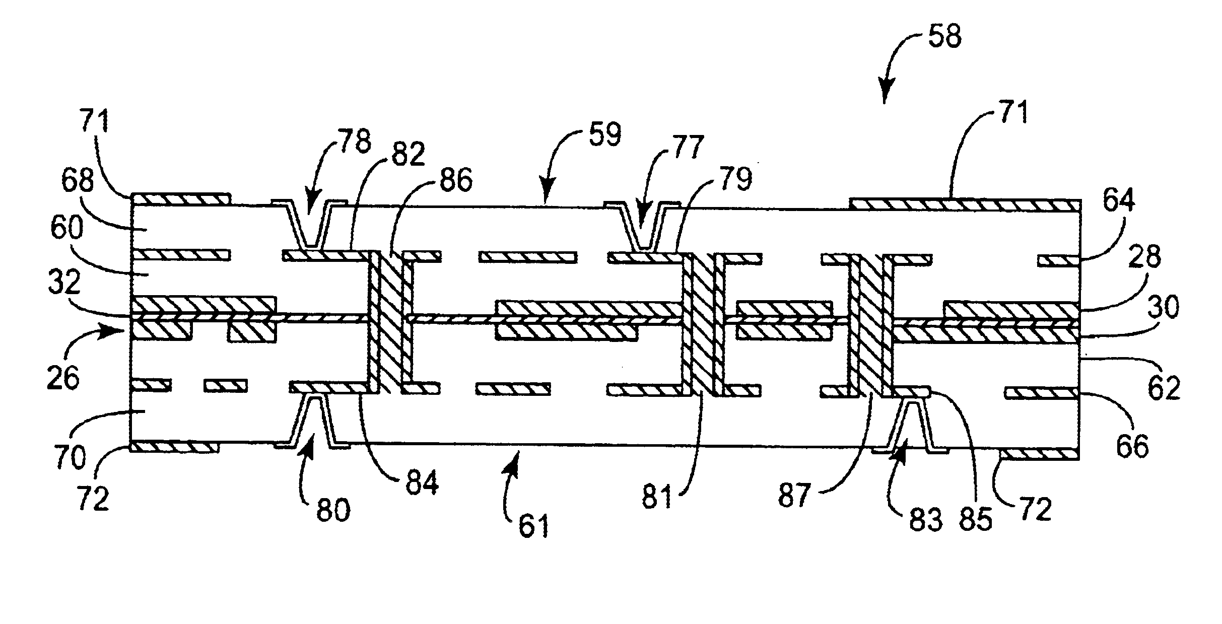 Interconnect module with reduced power distribution impedance