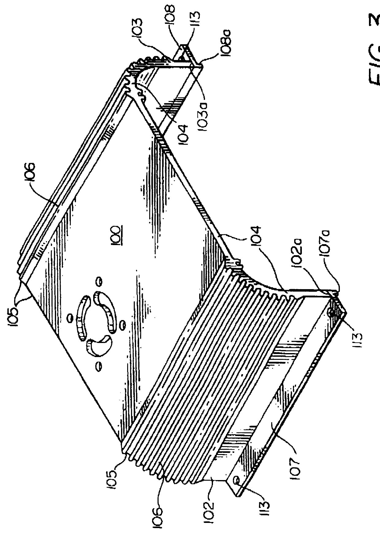 Heat dissipating housing for electronic components