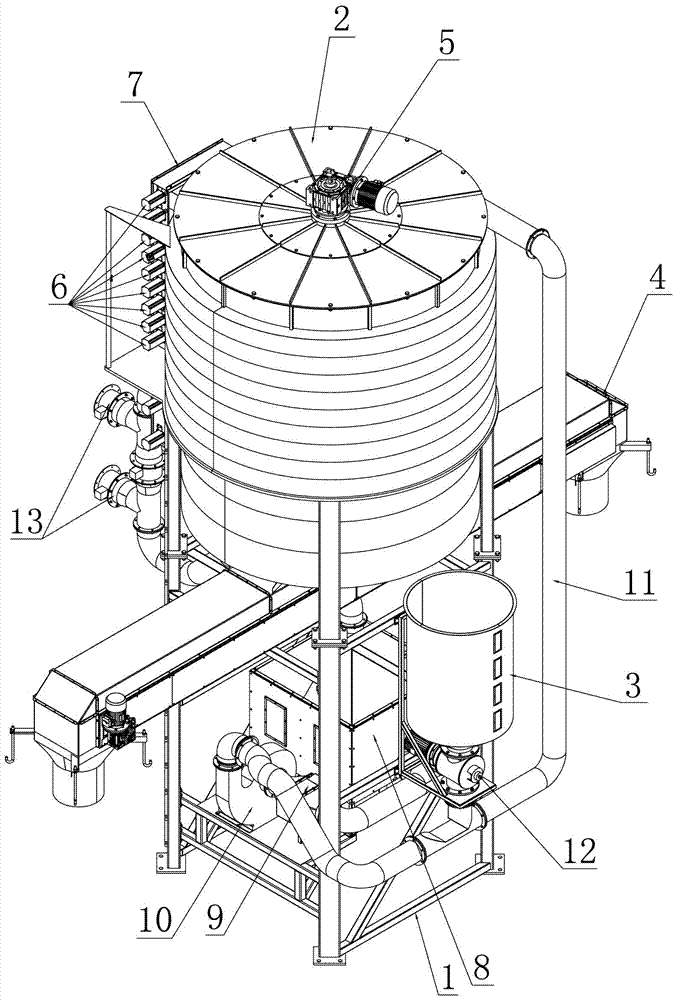 Compacting material bin applied to plastic film cleaning and recycling production line