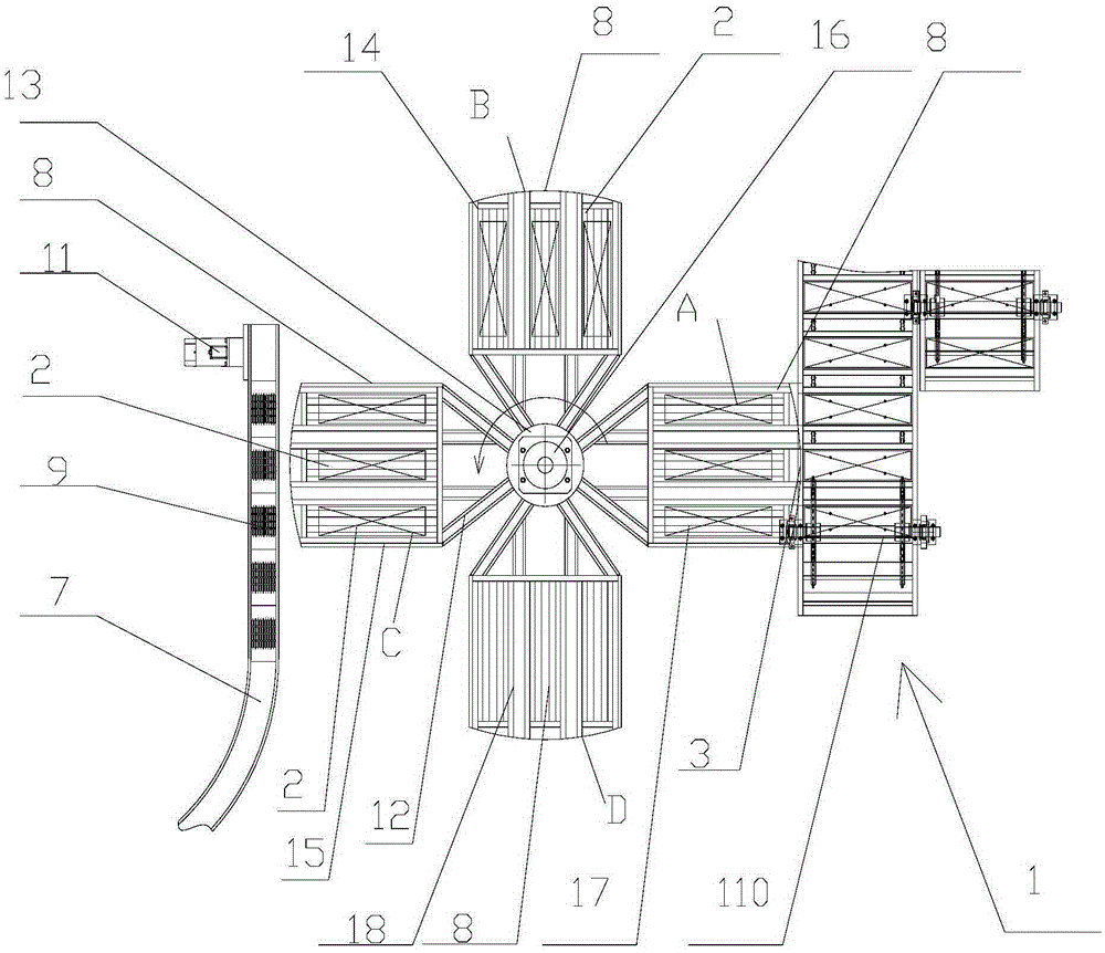 Batch pushing and distributing device for board-loaded materials