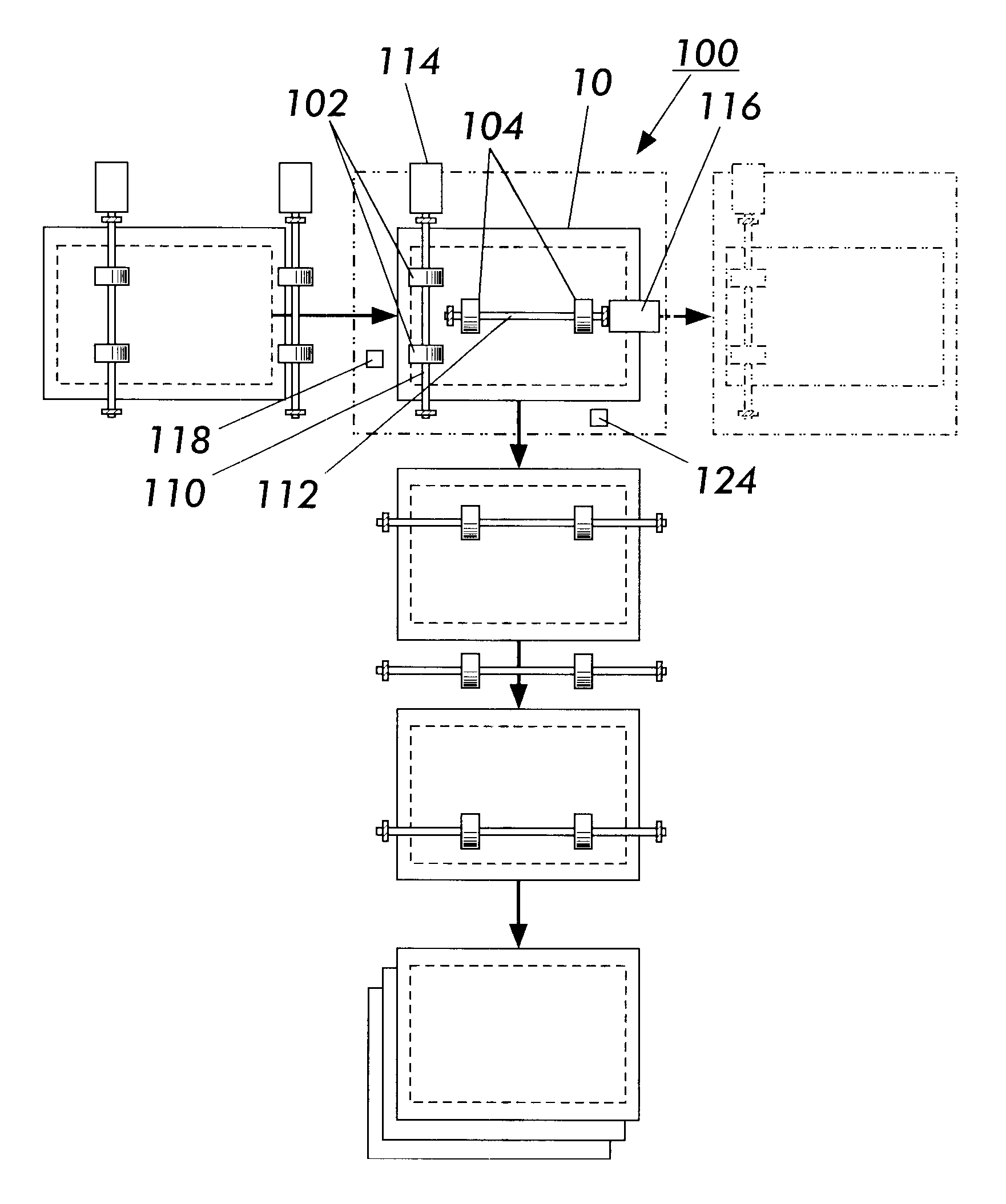 Sheet conveying device having multiple outputs