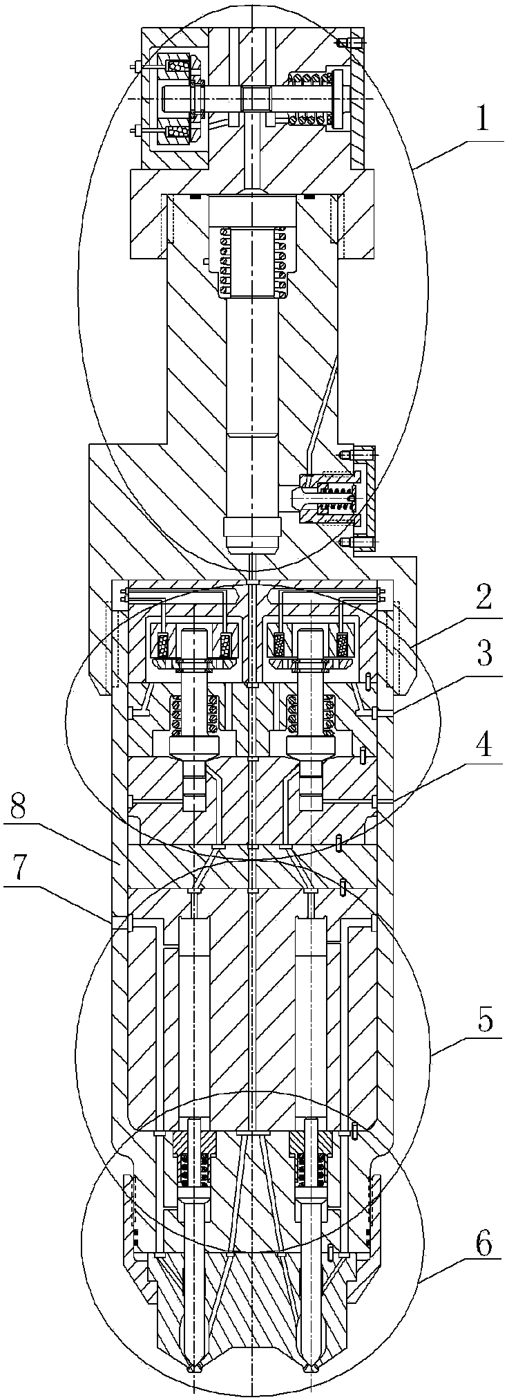 Combined supercharged double electromagnetic gas injection device