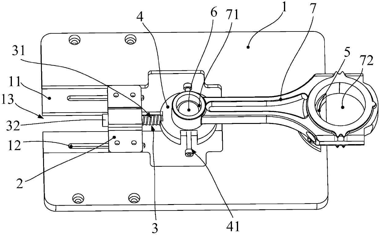 Adjustable simple clamping device and method for automobile connecting rod cracking groove machining