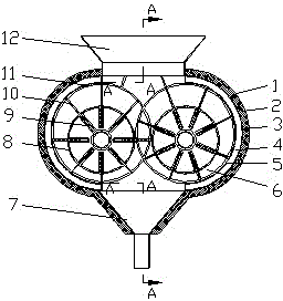 Internal combustion heating rotary vane biomass pyrolysis liquefaction device