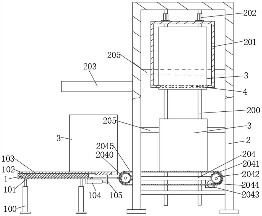 Lifting platform material pushing box device for improving production efficiency of power battery raw materials