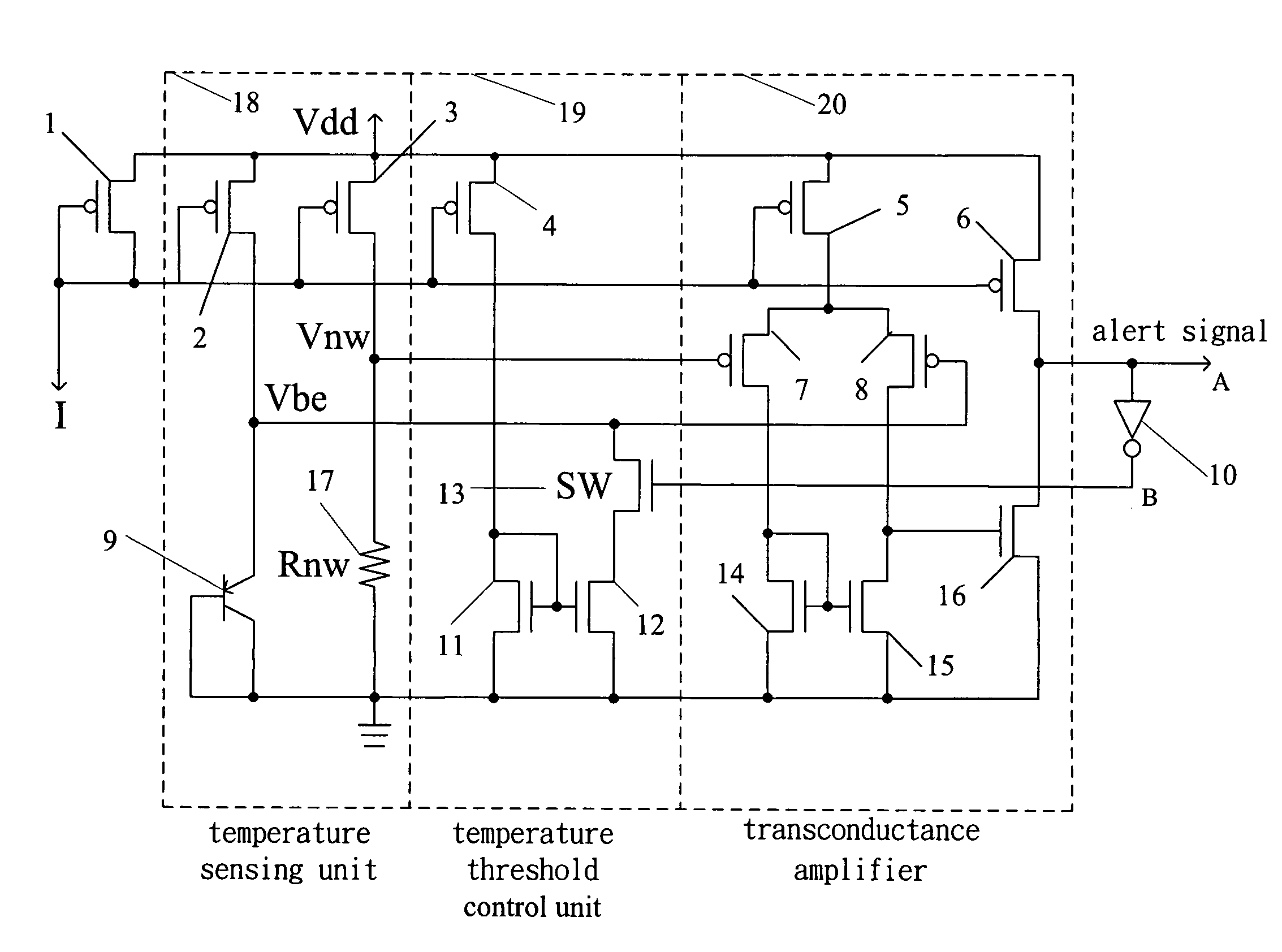 Temperature sensing circuit for low voltage operation