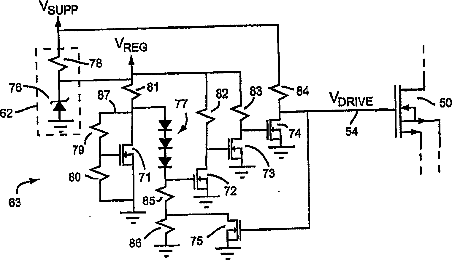 Integrated surge current limiter circuit and method