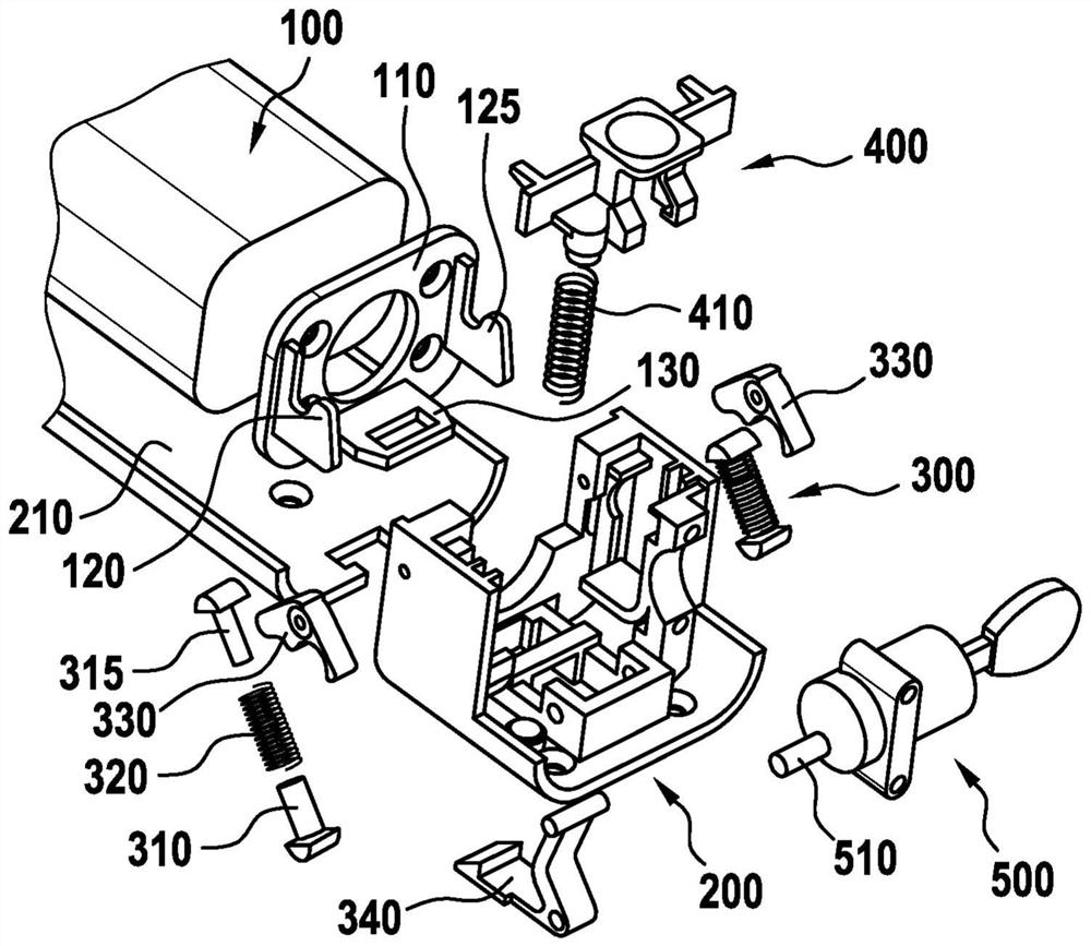 Holding device for mating element