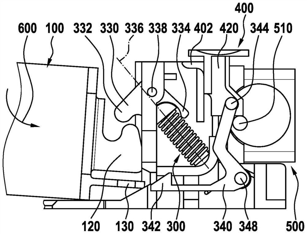 Holding device for mating element