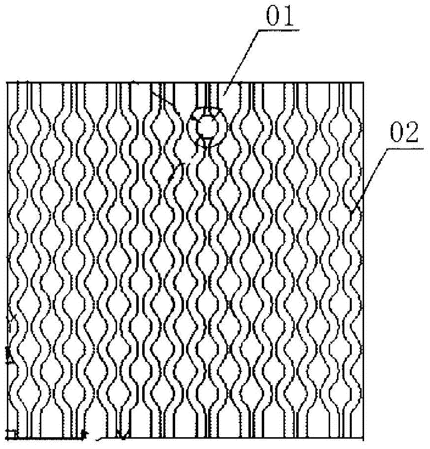A chain-staggered microchannel structure