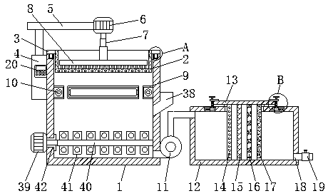 Sewage treatment apparatus for intensively replacing filtering device, and replacement method thereof
