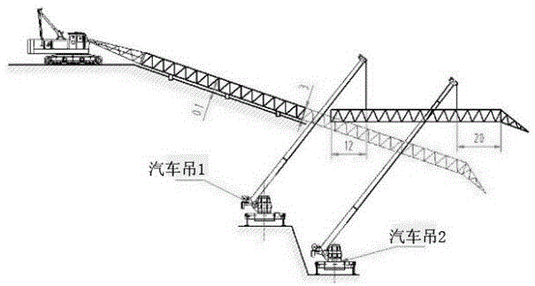 Method for mounting crawler cranes in side slope sites