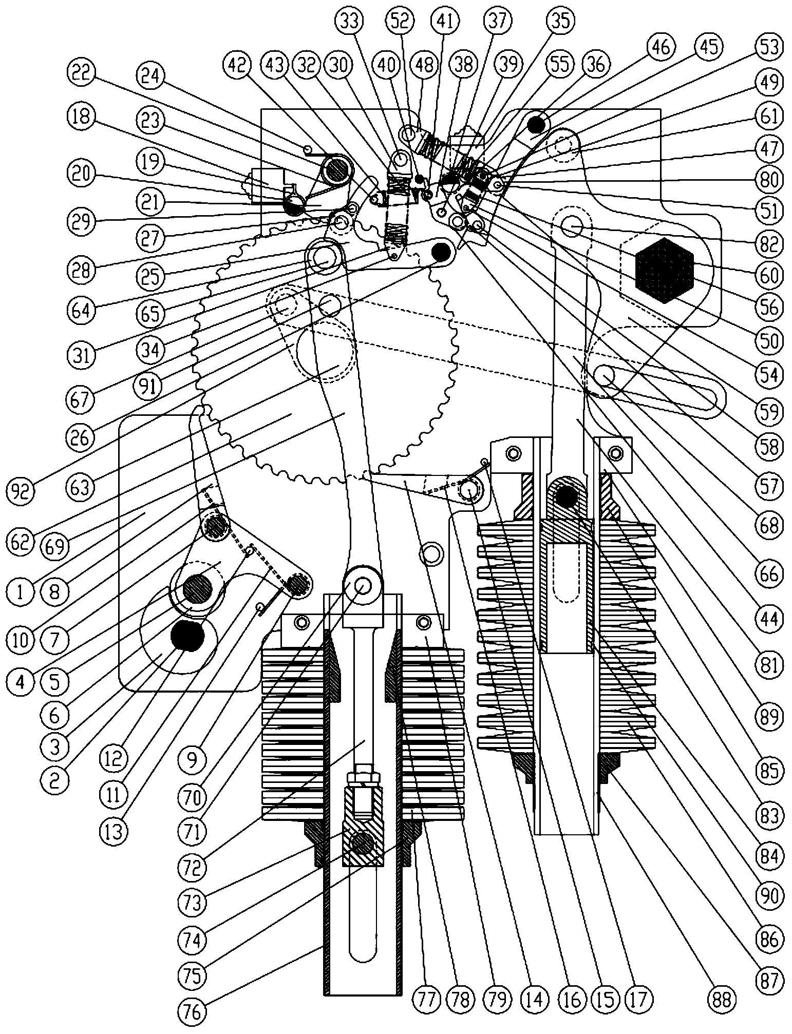 Ultra-high-power spring operating mechanism for high-voltage circuit breaker