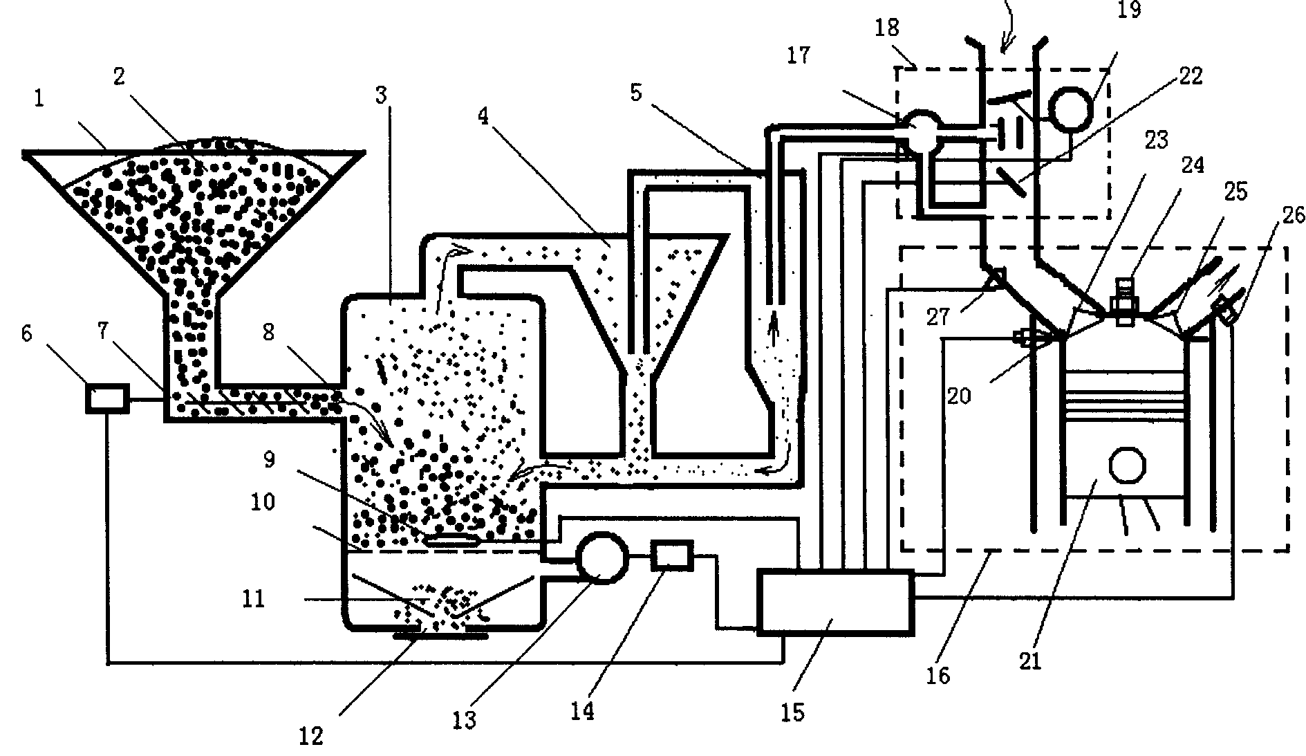 Internal-combustion engine of combustible powder