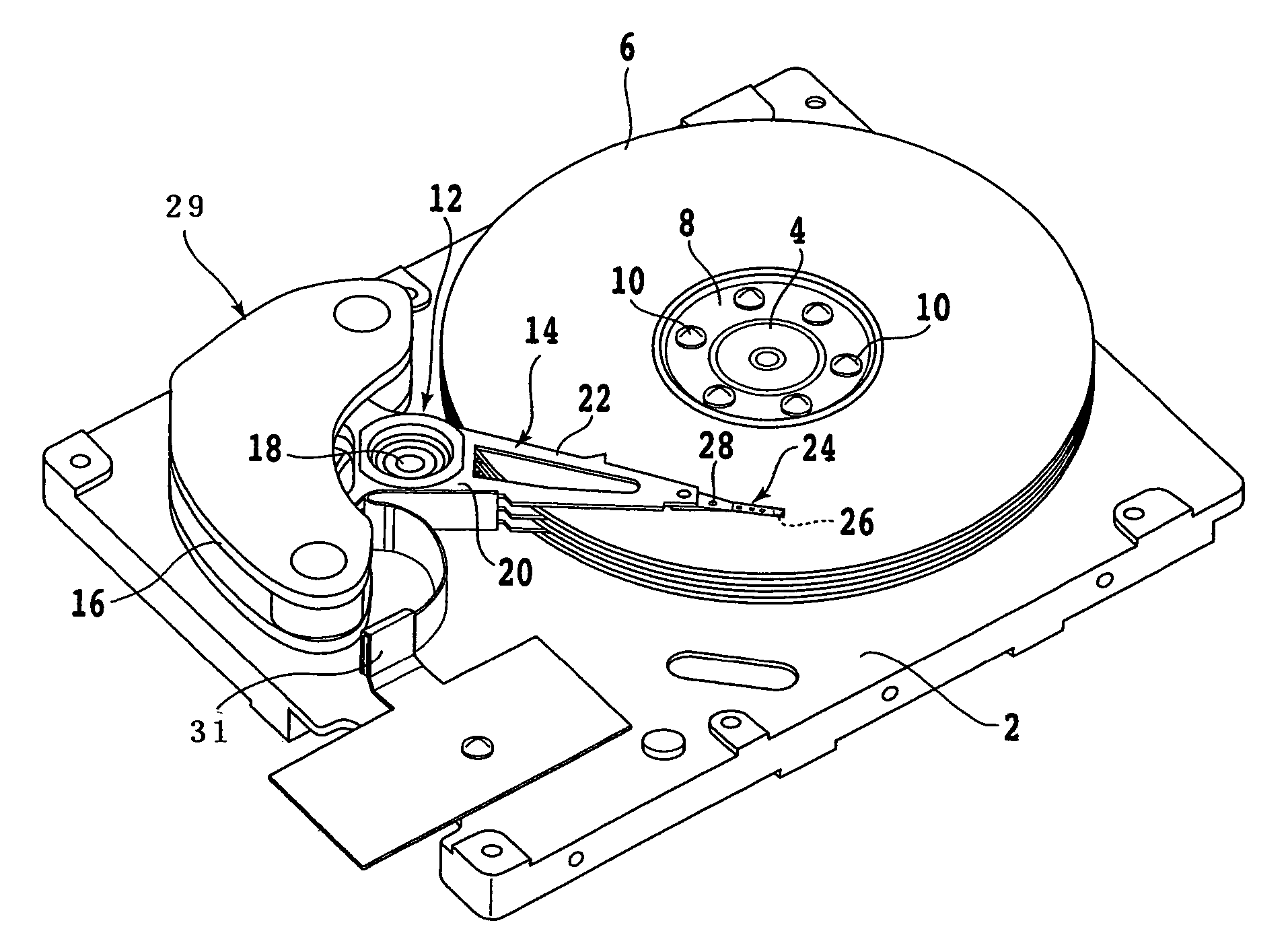Piezoelectric actuator and head assembly using the piezoelectric actuator
