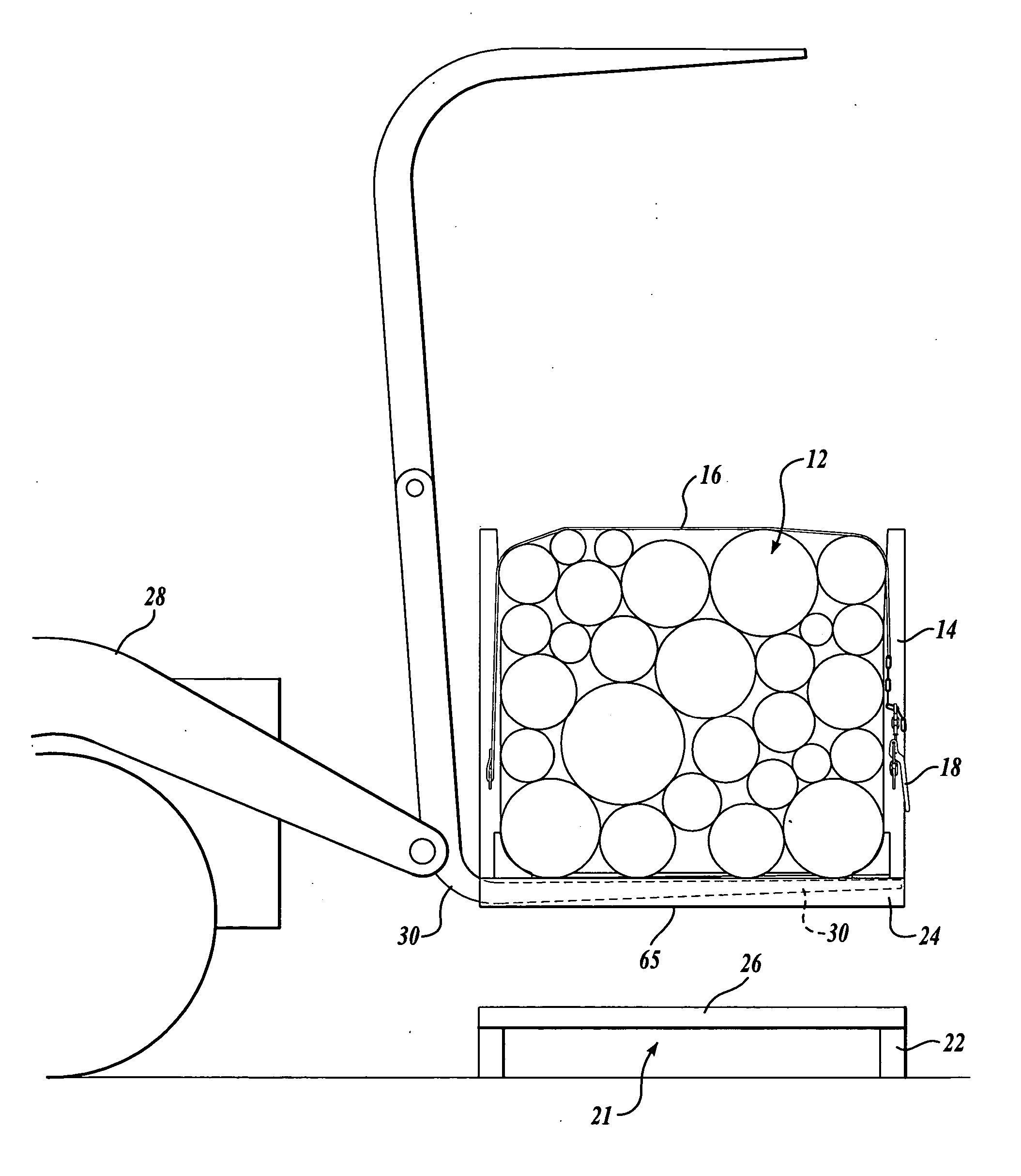 Method, apparatus and system for pre-bunking cut timber and transporting wood residuals