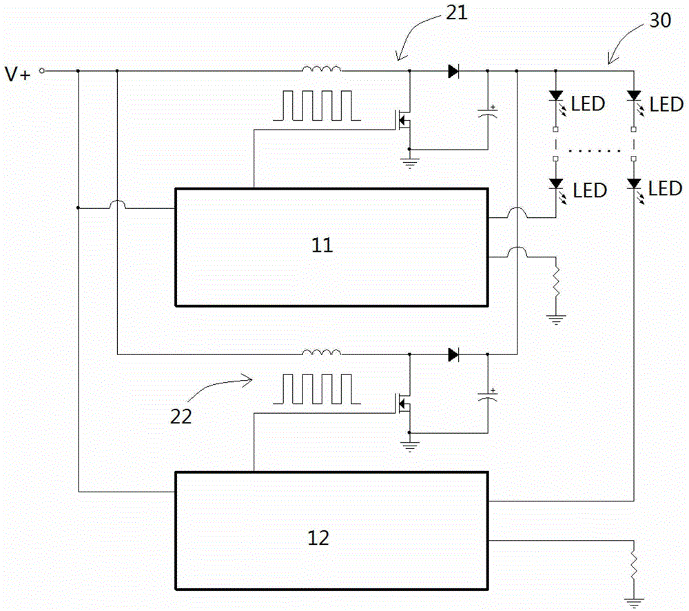 Led backlight driving circuit, liquid crystal display device and a driving method