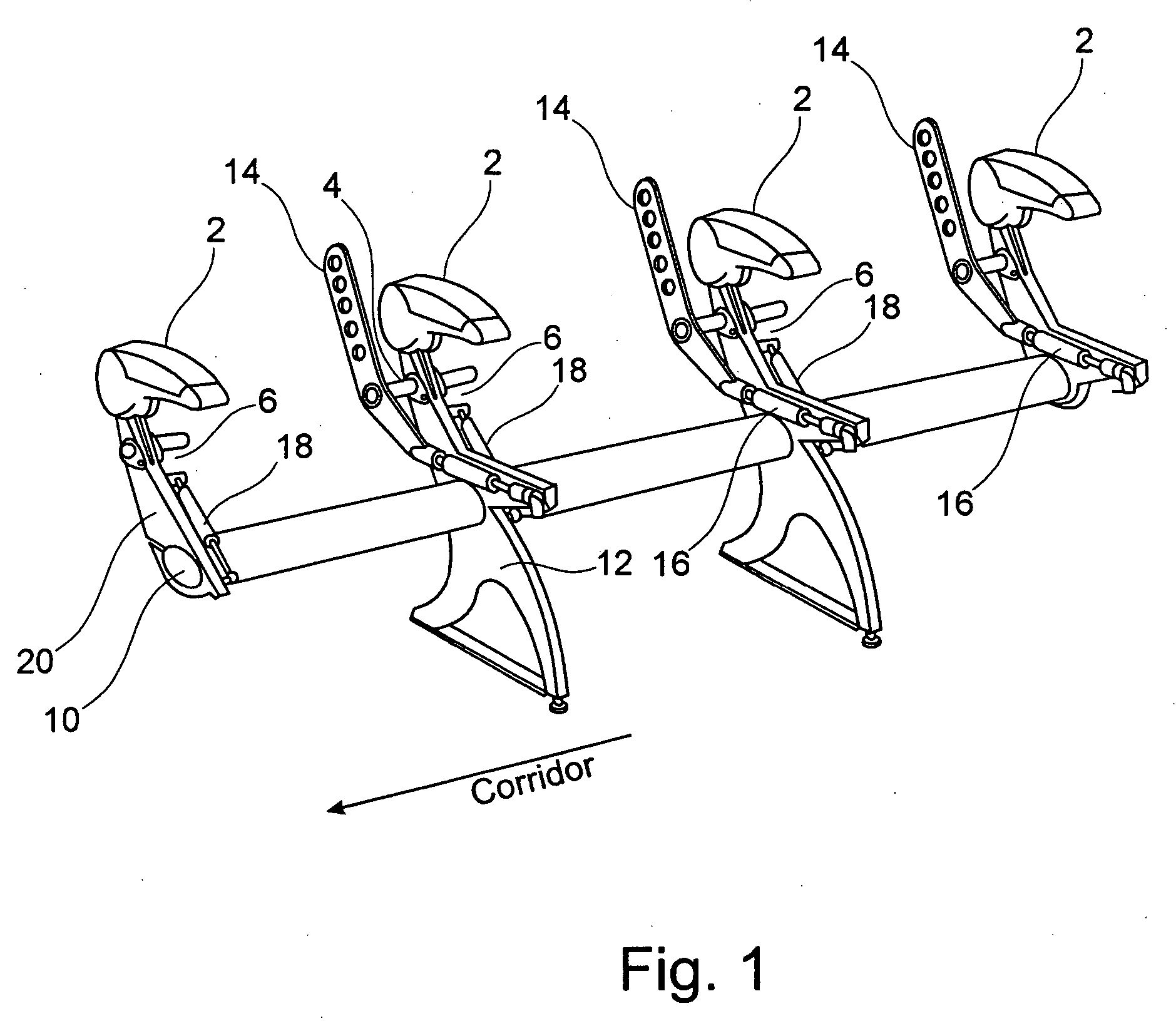 Flight passenger seat with an integrated spring element