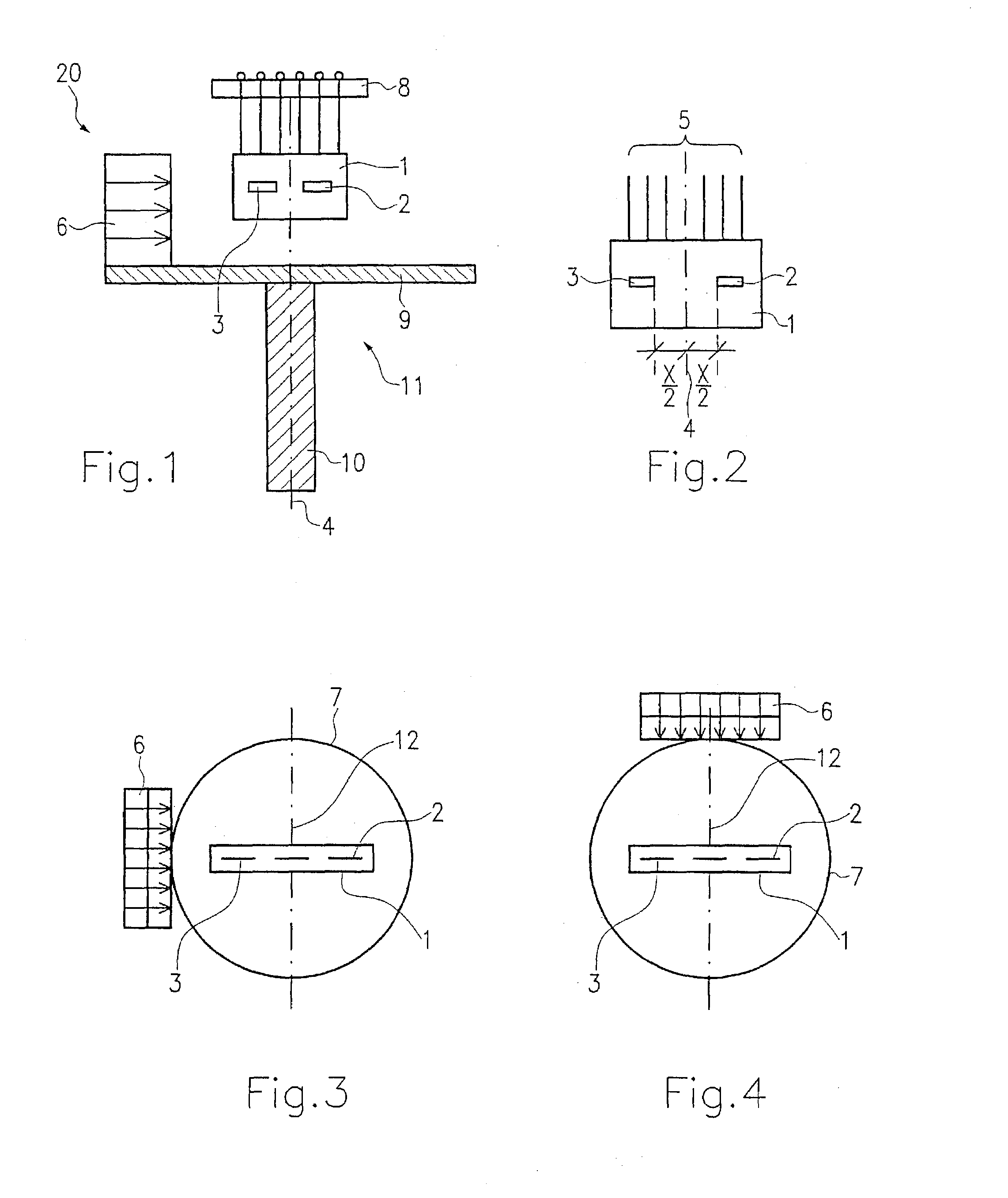 Measuring device for detecting a rotation angle in a contactless manner