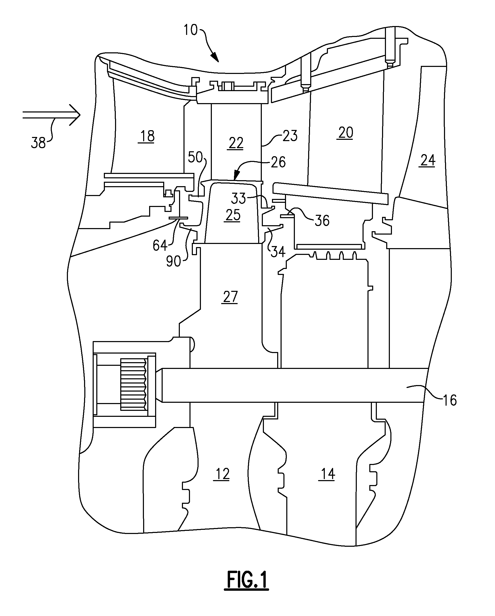 Stator-rotor assembly having surface feature for enhanced containment of gas flow and related processes