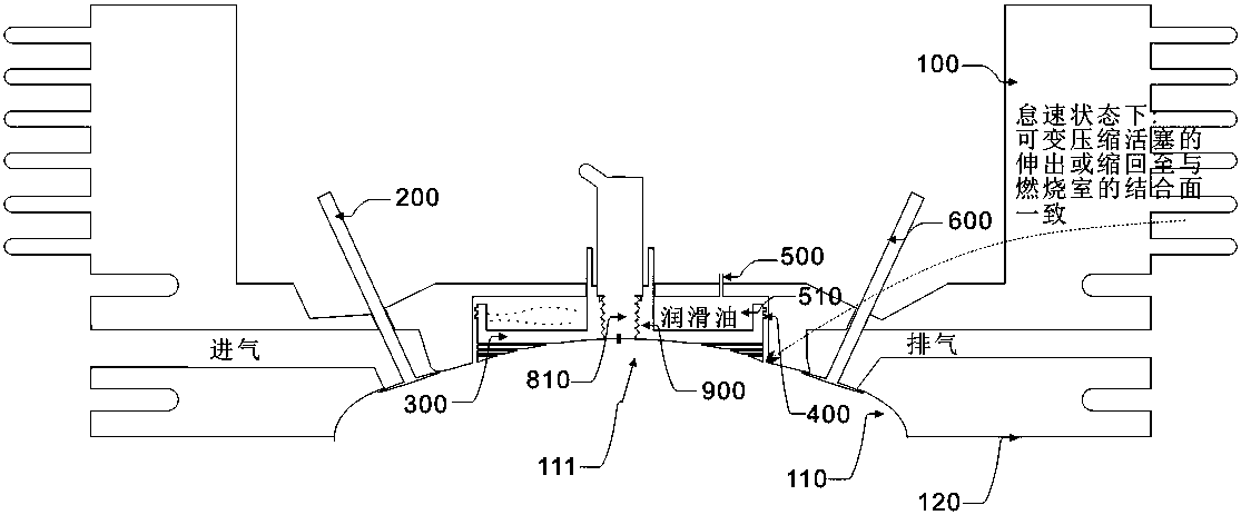 Piston with variable compression ratio and variable oil injection position