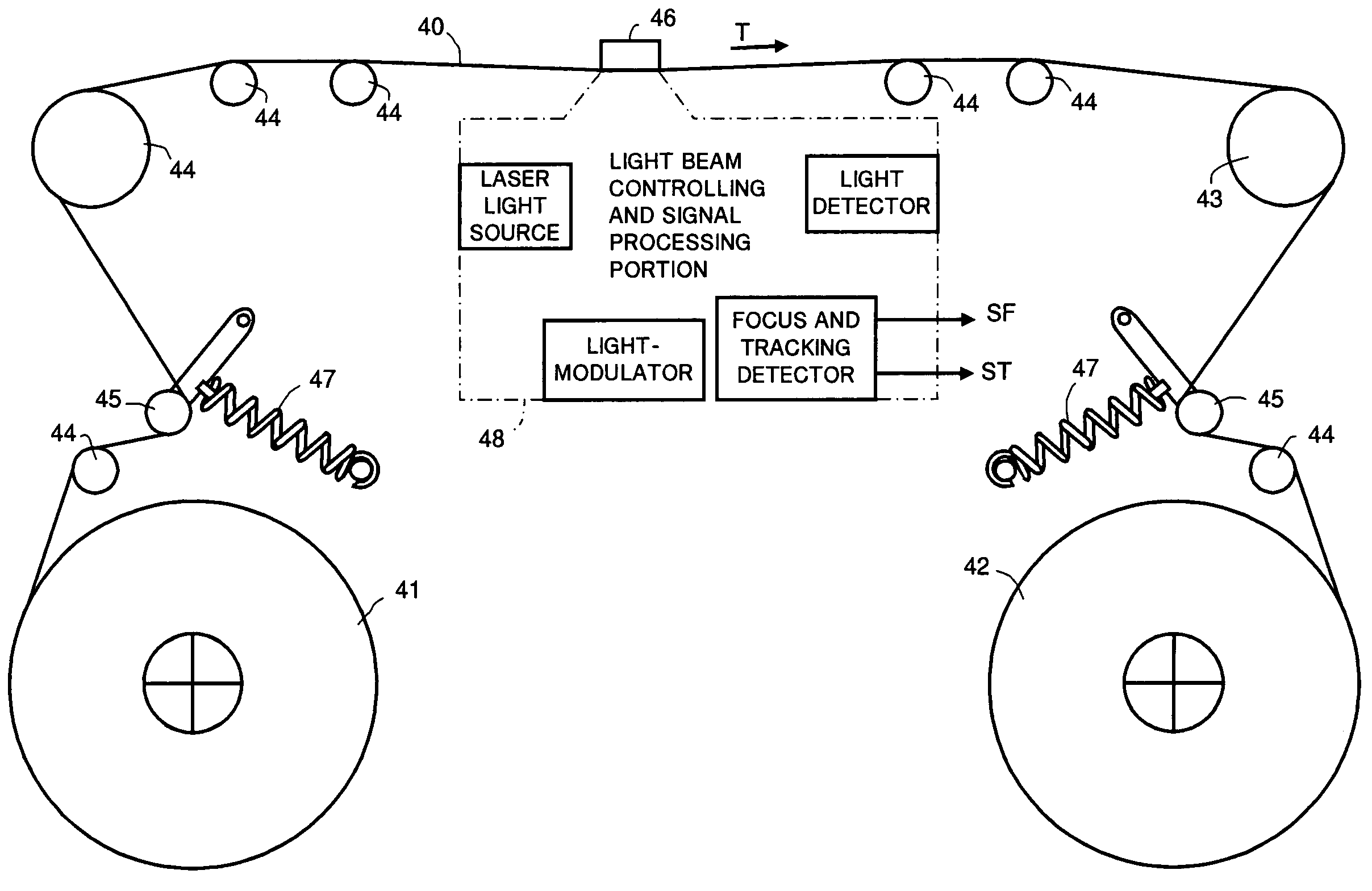 Drive apparatus for tape-like optical recording medium