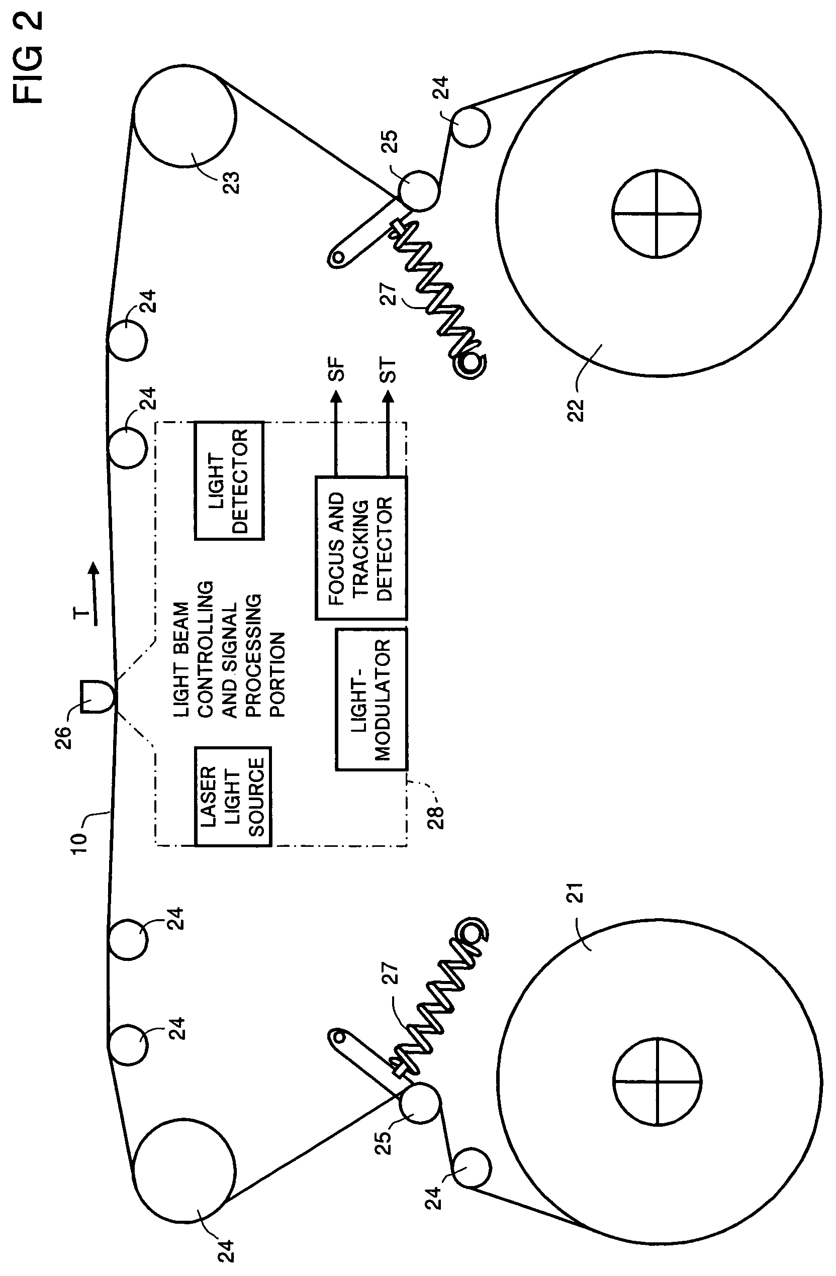 Drive apparatus for tape-like optical recording medium