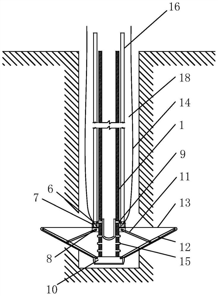 Recoverable inflatable umbrella support type air bag anchor rod and using method thereof