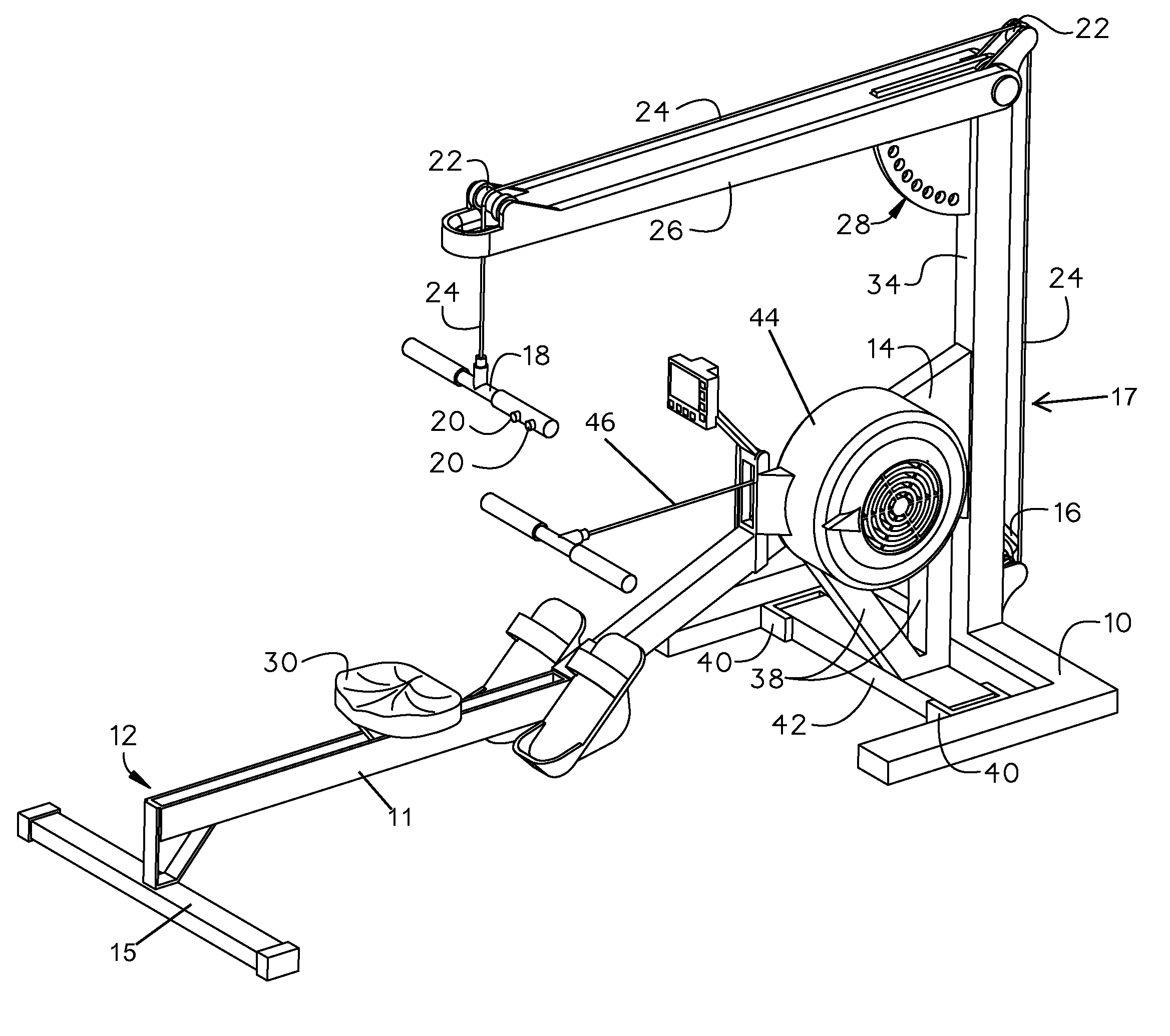 Rowing machine suspension device
