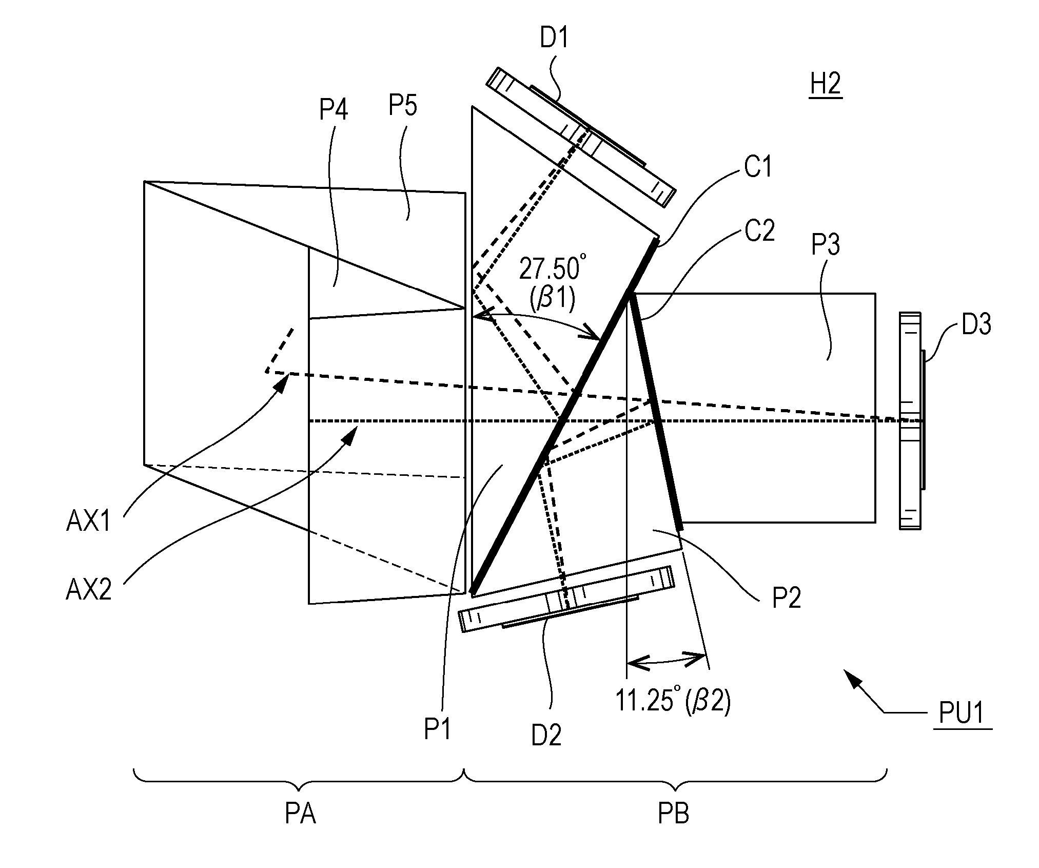 Three-plate optical system and projector