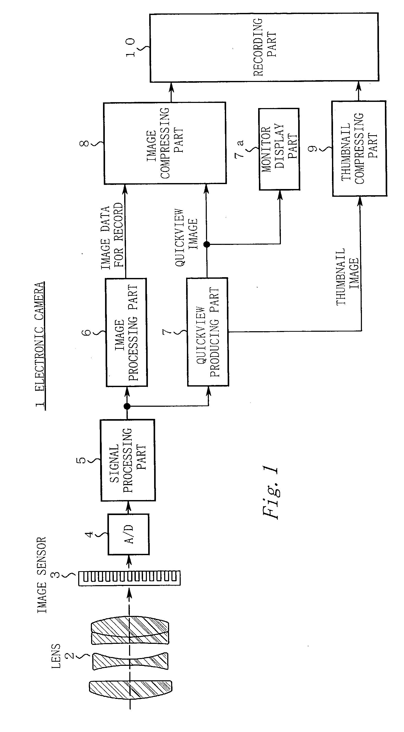 Electronic camera for producing quickview images