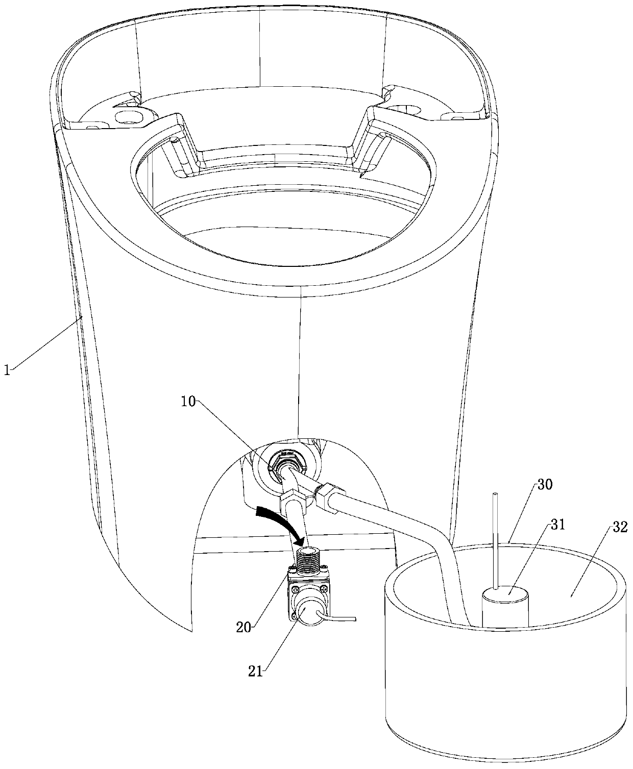 Closestool flushing system with direct flushing water channel and working method