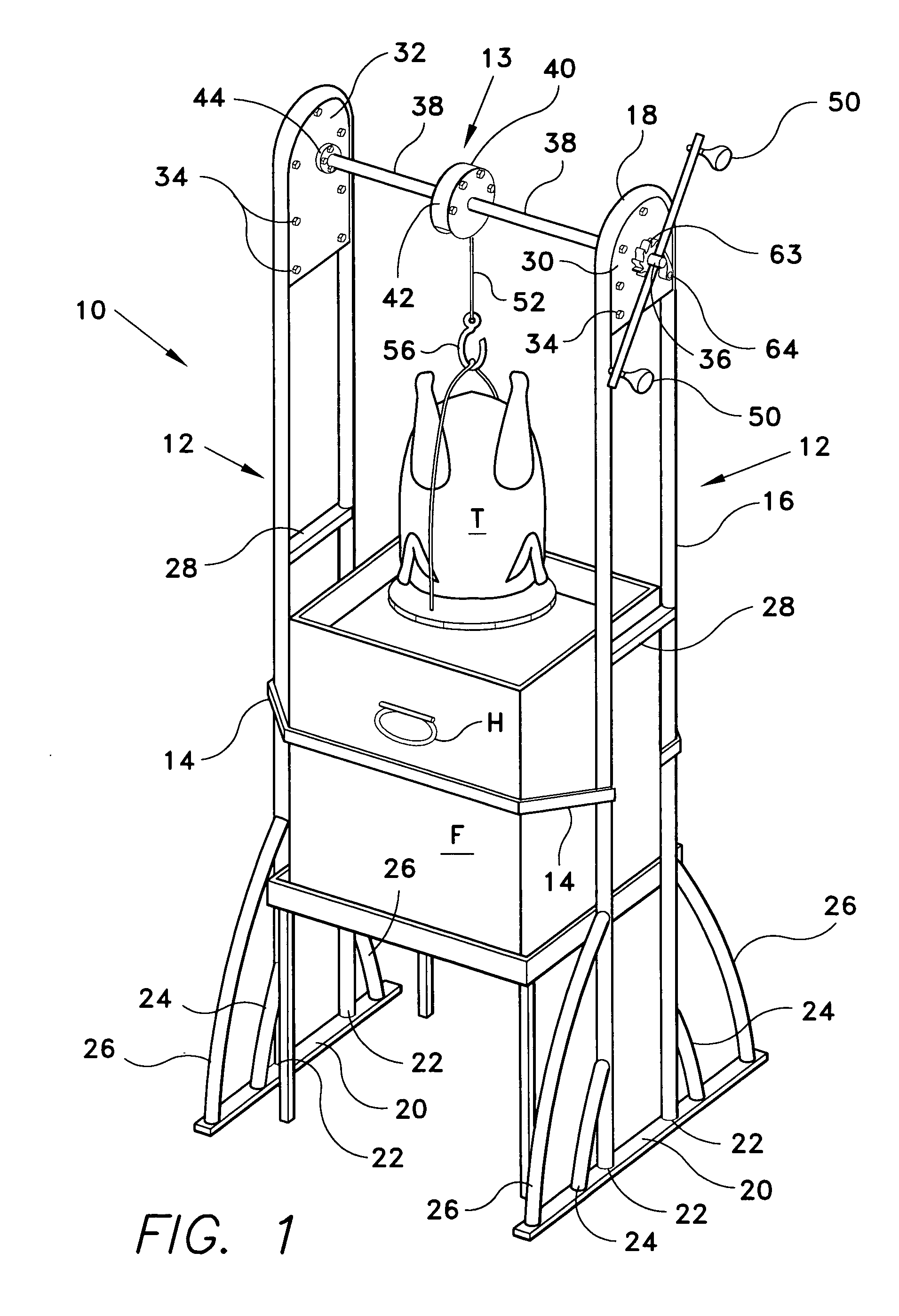 Frying/boiling stand with hoist