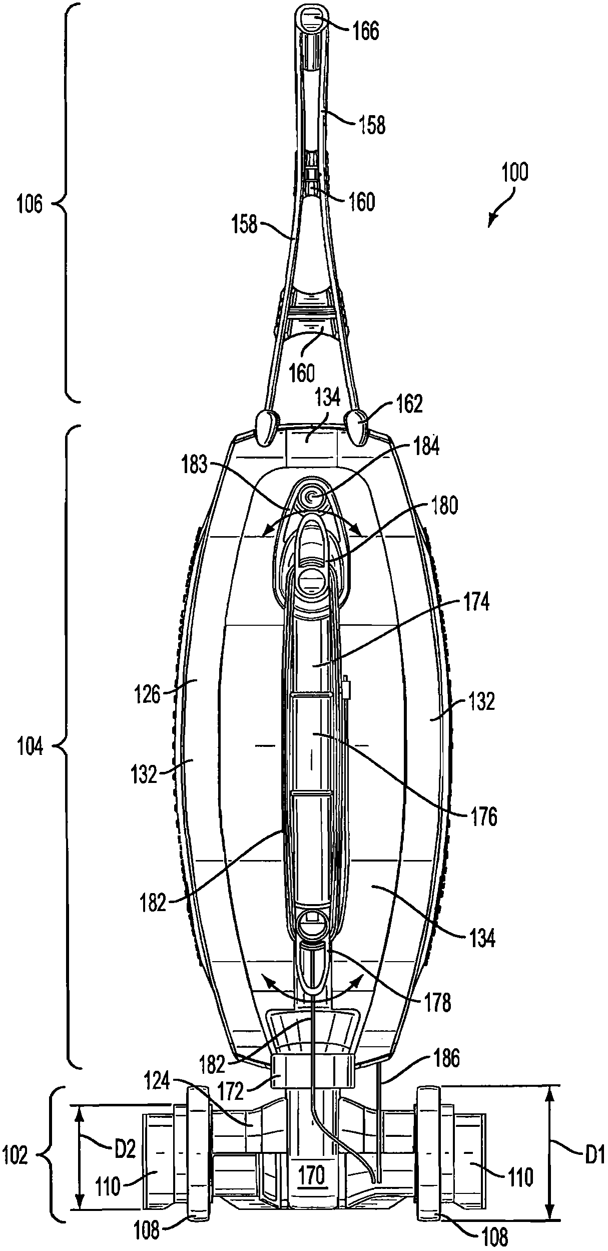 Disposable bag and a disposable bag mount bracket for an upright vacuum cleaner