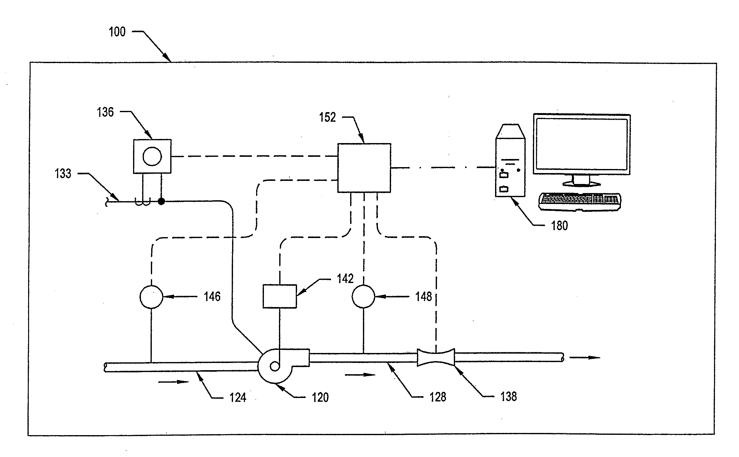On-line pump efficiency determining system and related method for determining pump efficiency