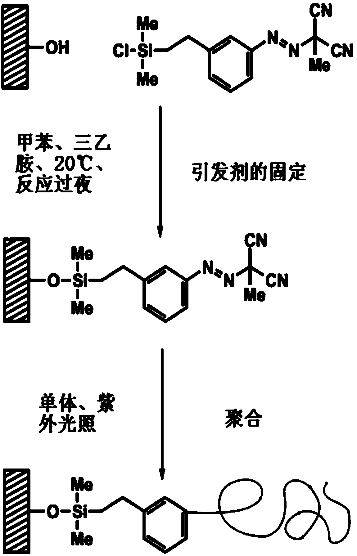 Functionalized azo initiator for free radical polymerization as well as preparation and application methods thereof