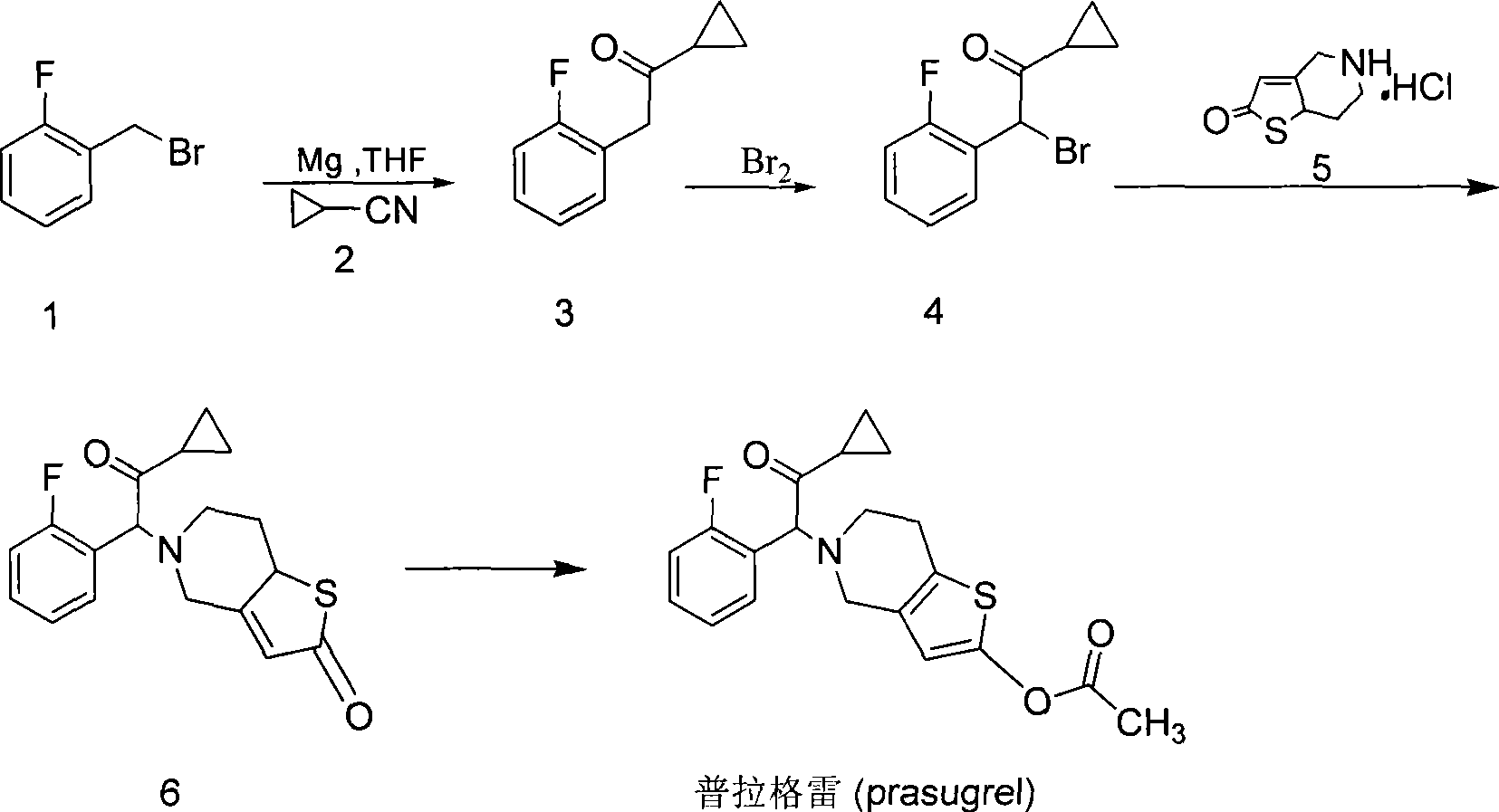 Method for synthesizing prasugrel intermediate and method for synthesizing prasugrel