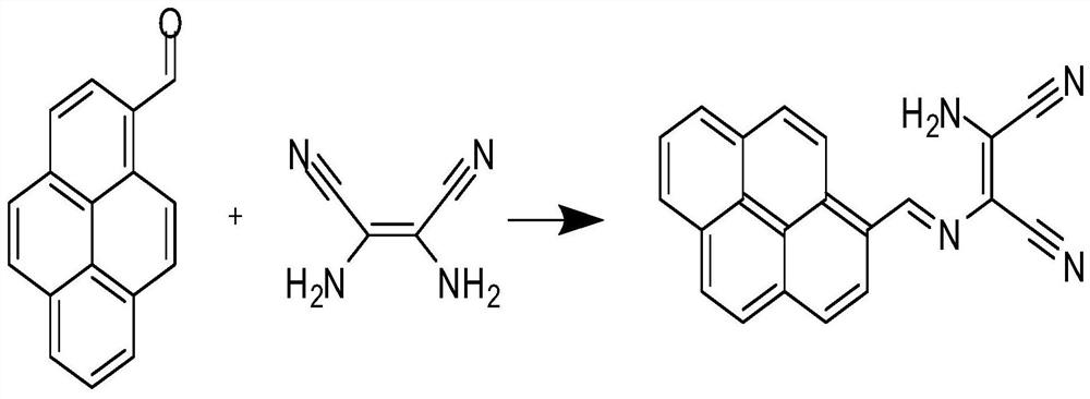 A kind of compound 2-amino-3-(pyrene-1-methyleneamino)maleonitrile and its preparation method and application