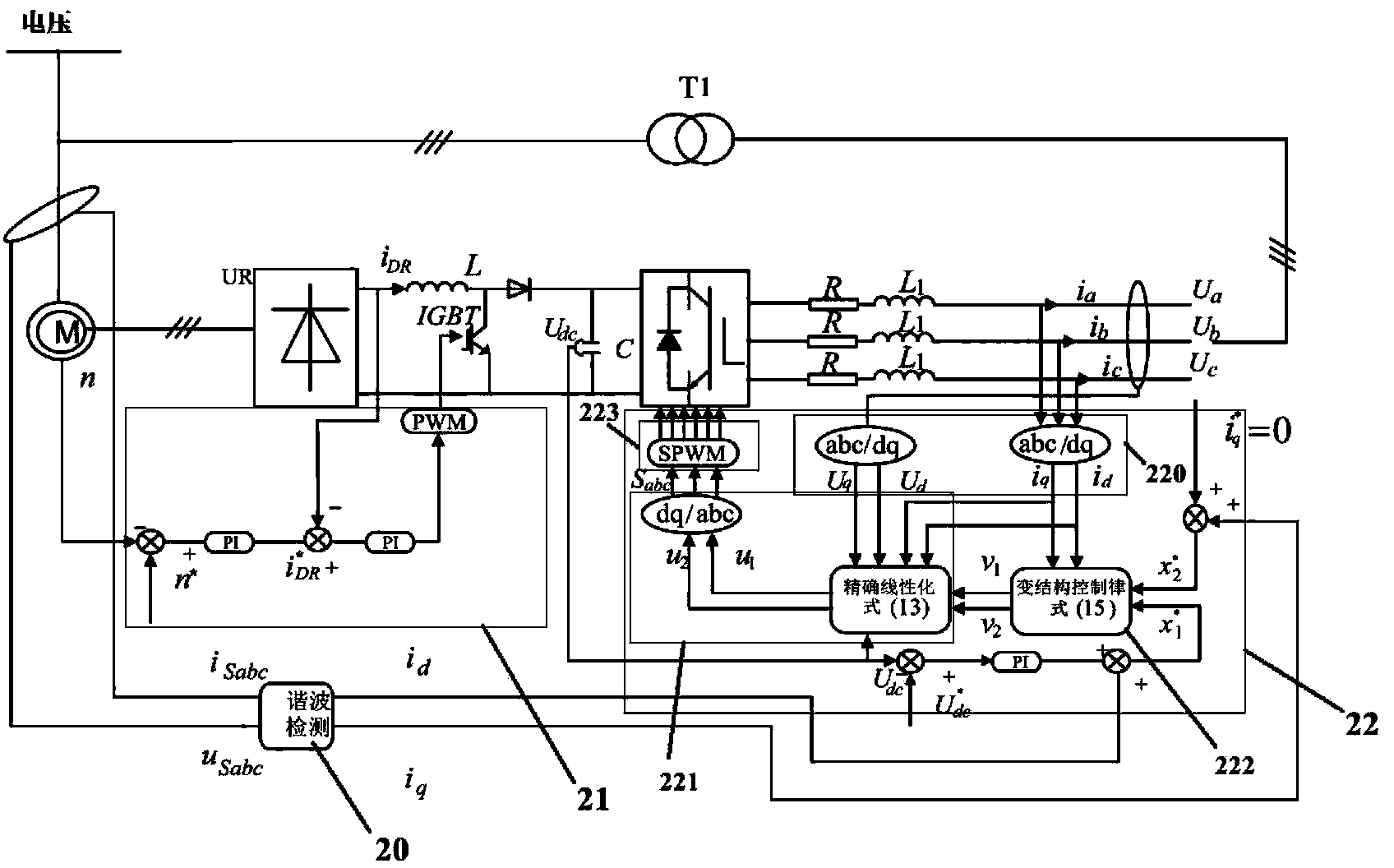 Controlling system and controlling method for IGBT type cascade speed control system active power filter