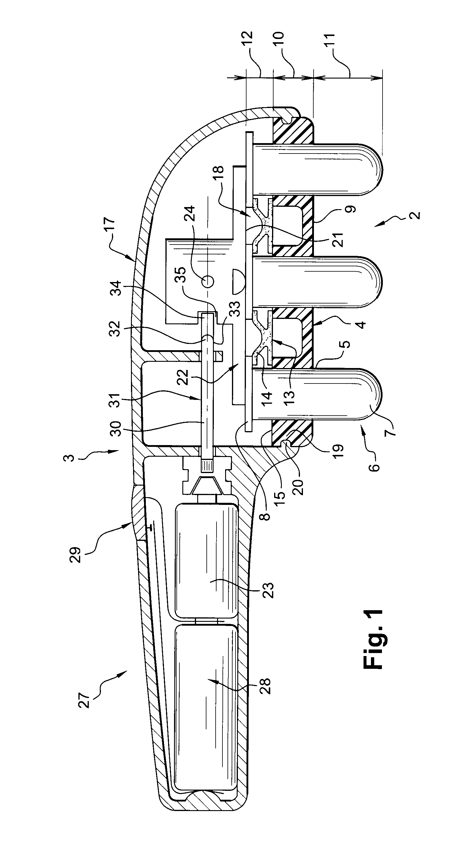 Massaging head and motorized assembly comprising same