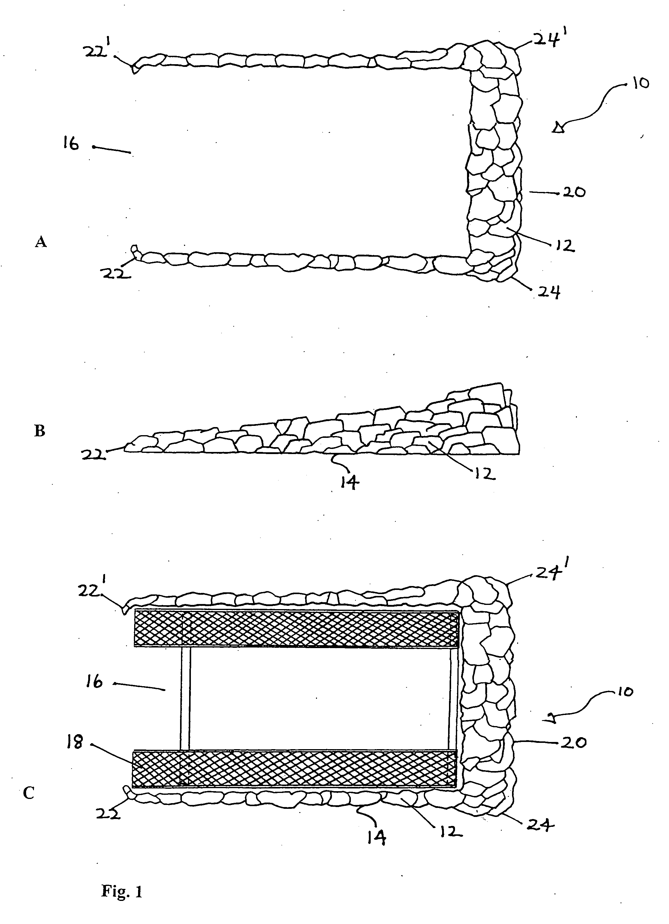 Method and composition for car ramp concealing fiberglass artificial geological rock formation