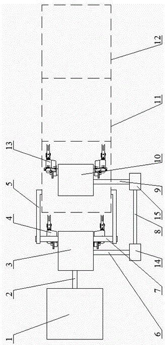 Power transmission device and method for male parent two-row rice transplanter for hybrid rice seed production