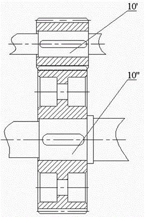 Power transmission device and method for male parent two-row rice transplanter for hybrid rice seed production