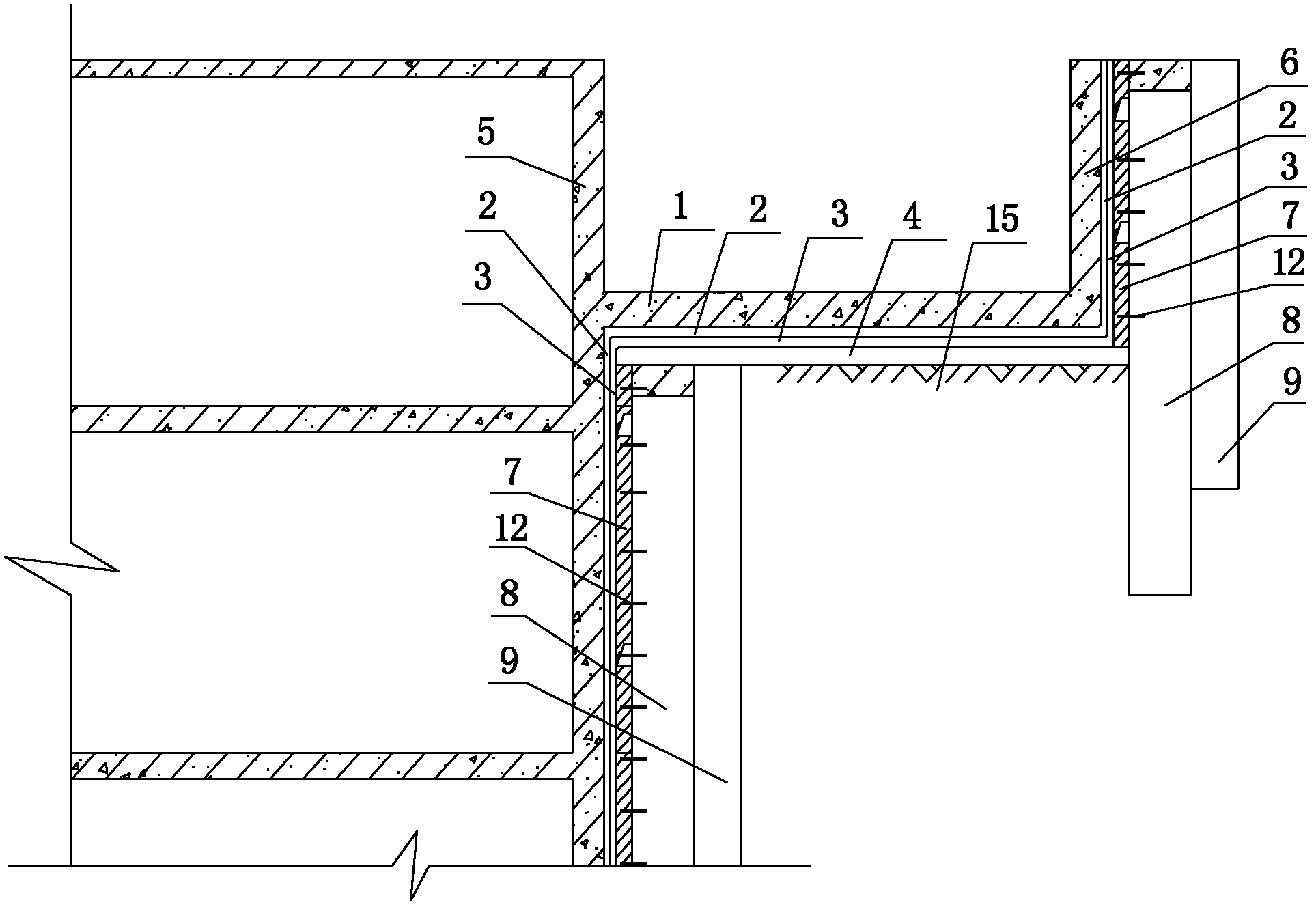 Construction method of basement attached lane structure