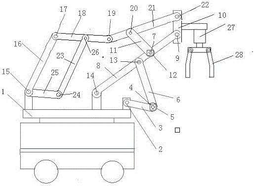 Feed stacking mechanism arm with variable degree-of-freedom link mechanism