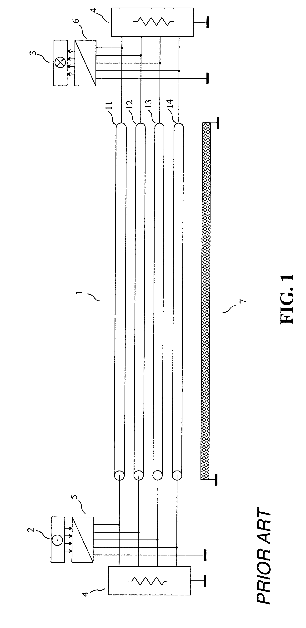 Multichannel interfacing device having a termination circuit