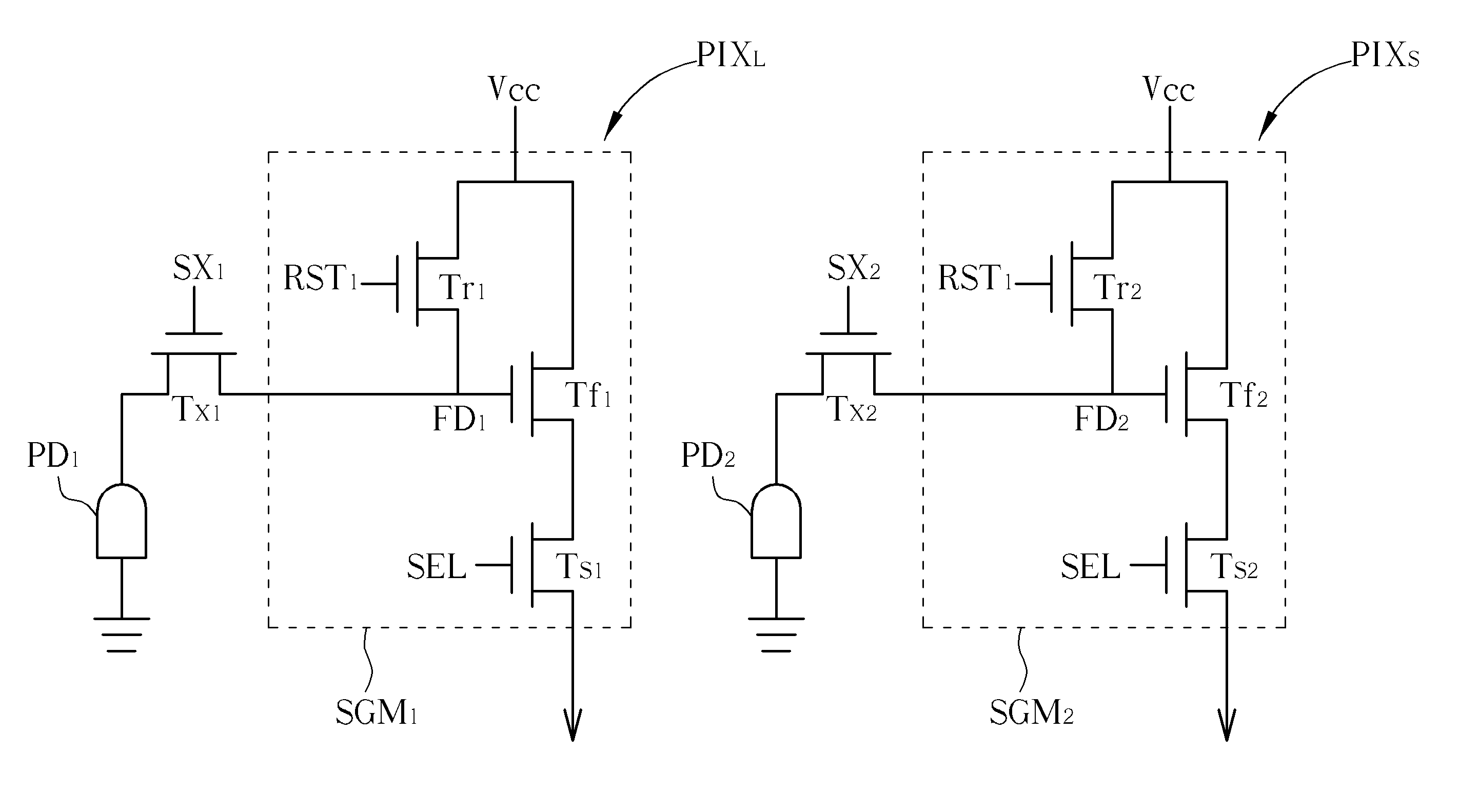 Dual low voltage levels for control of transfer switch device in pixel array