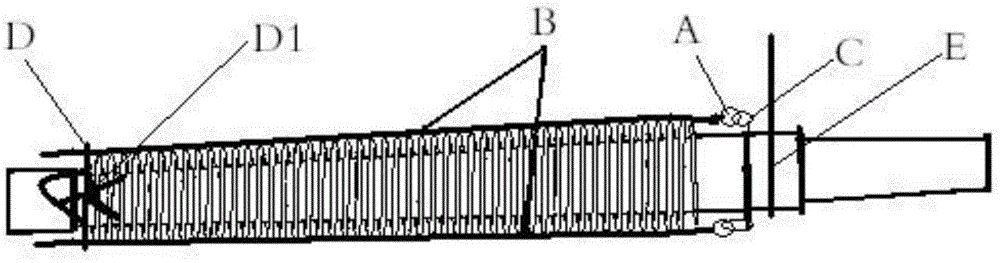 Method for installing or removing high voltage bushing by using C-shaped hoseclamp cross binding strap