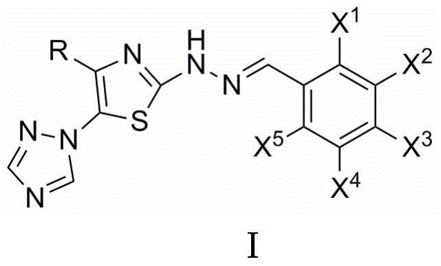 2-(2-Benzylhydrazonyl)-5-(1,2,4-triazole-1-yl)thiazole and its preparation and application