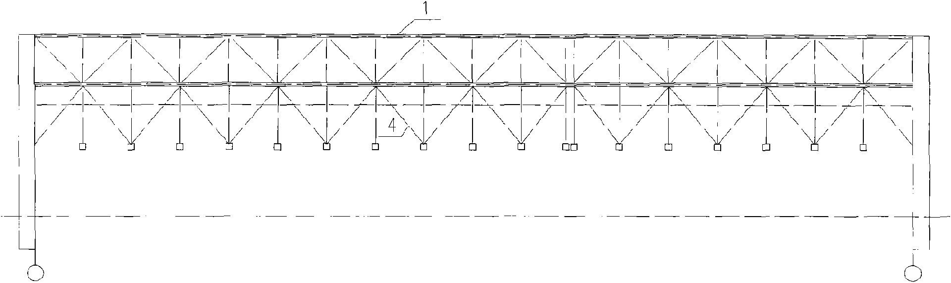 Crane girder and roof supporting structure with span greater than or equal to 100m